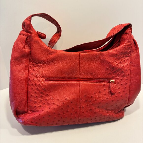 Red Ostrich Leather Handbag – Made in South Africa – Elegant Top-Handle Shoulder - Picture 5 of 11